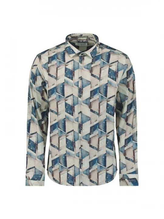 Foto van product No Excess Overhemd ivoor / donkerblauw