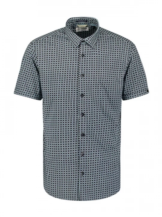 Foto van product No Excess Overhemd navy / cyaan blauw / geel / wit