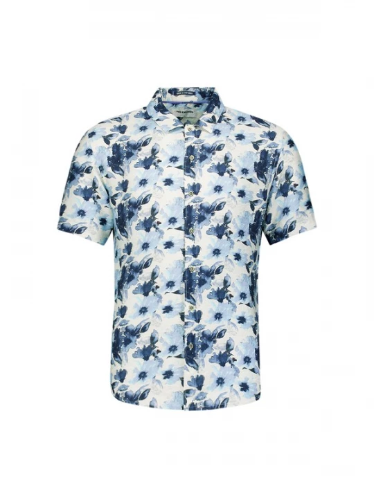 Foto van product No Excess Overhemd navy / lichtblauw / offwhite