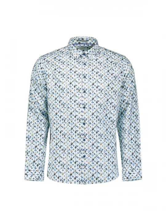 Foto van product No Excess Overhemd pastelblauw / donkerblauw / stone grey / wit