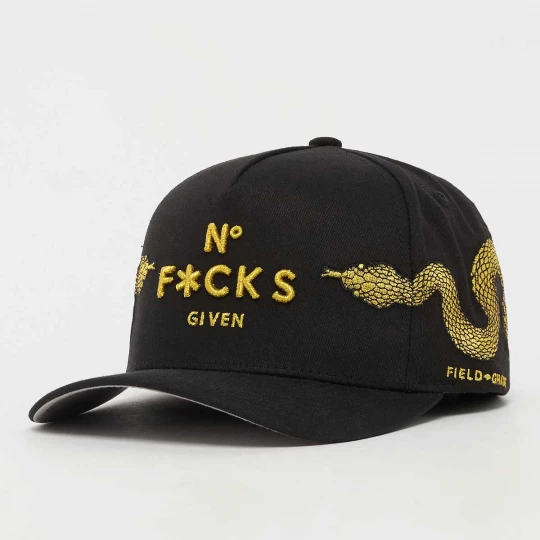 Foto van product No F*cks Given Serpent Twill Trucker Field Grade zwart