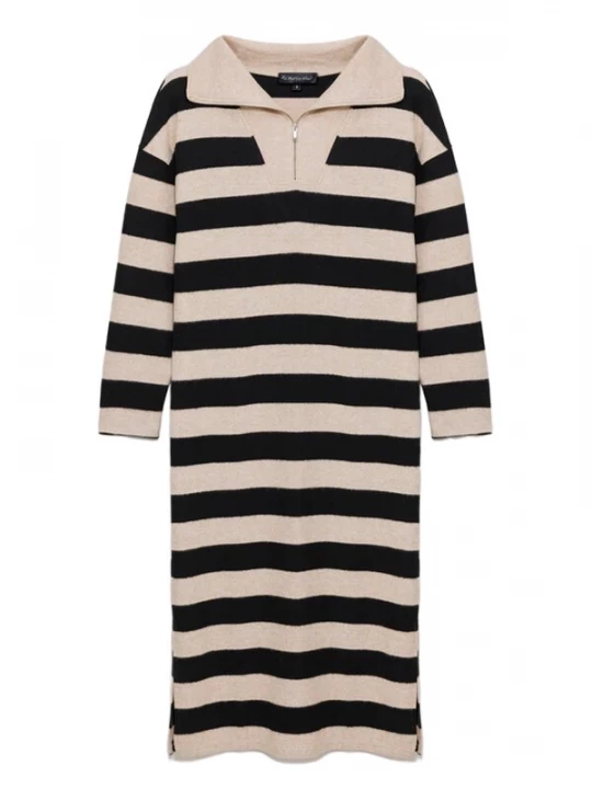 Foto van product No Matter What Gebreide jurk beige / zwart