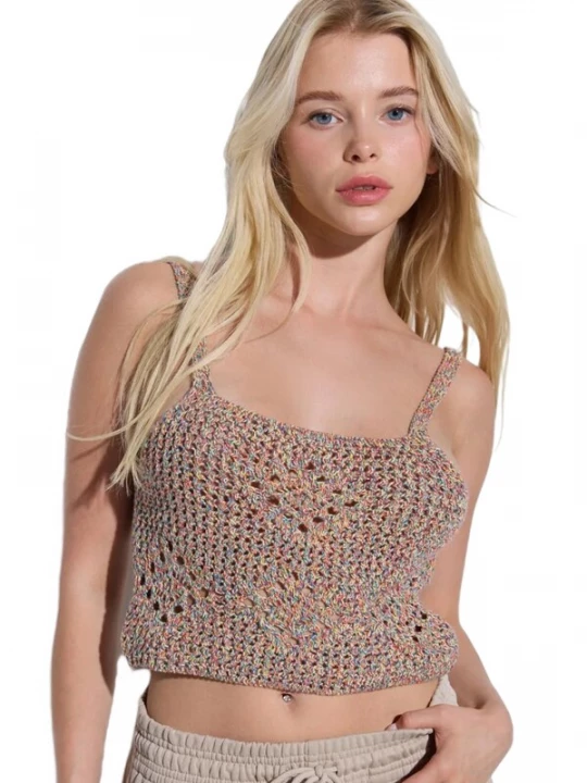 Foto van product No Matter What Gebreide top beige / groen / pink