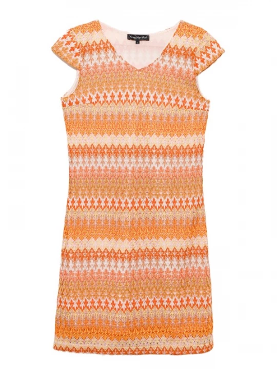 Foto van product No Matter What Jurk champagne / oranje / kreeft / wit