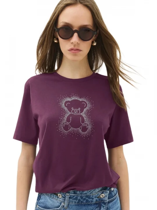 Foto van product No Matter What Shirt aubergine / wit