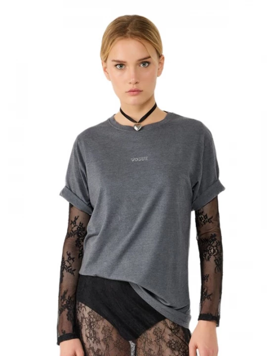 Foto van product No Matter What Shirt donkergrijs / wit