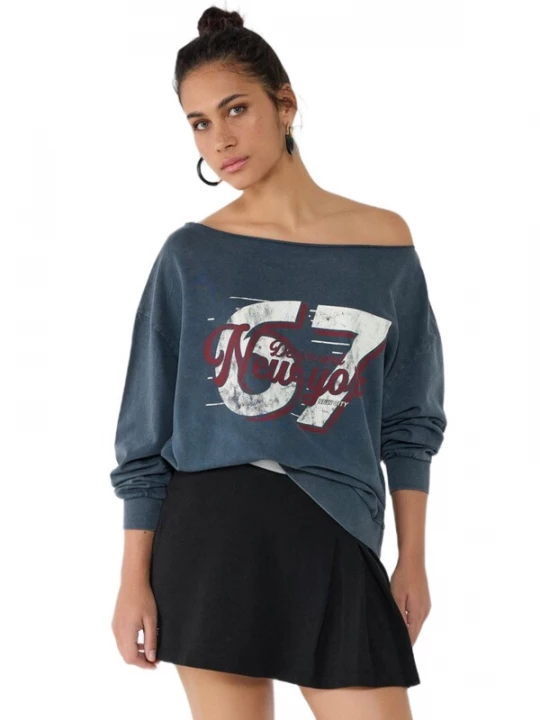 Foto van product No Matter What Sweatshirt donkergrijs / karmijnrood / wit