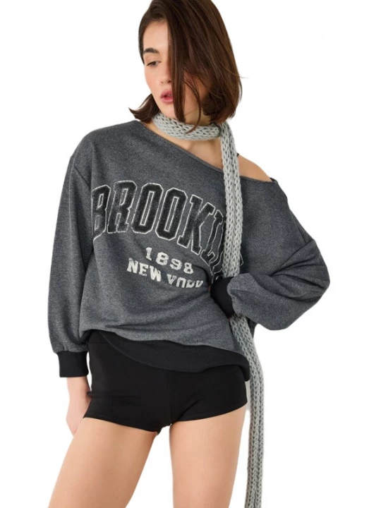 Foto van product No Matter What Sweatshirt donkergrijs / zwart / wit