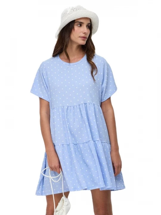 Foto van product No Matter What Zomerjurk lichtblauw / wit