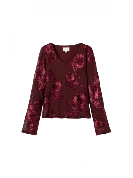 Foto van product Noella Top ' Lucille ' wijnrood