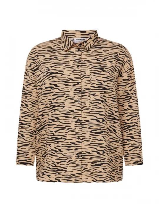 Foto van product Noisy May Curve Blouse 'RIPPLE' beige / zwart