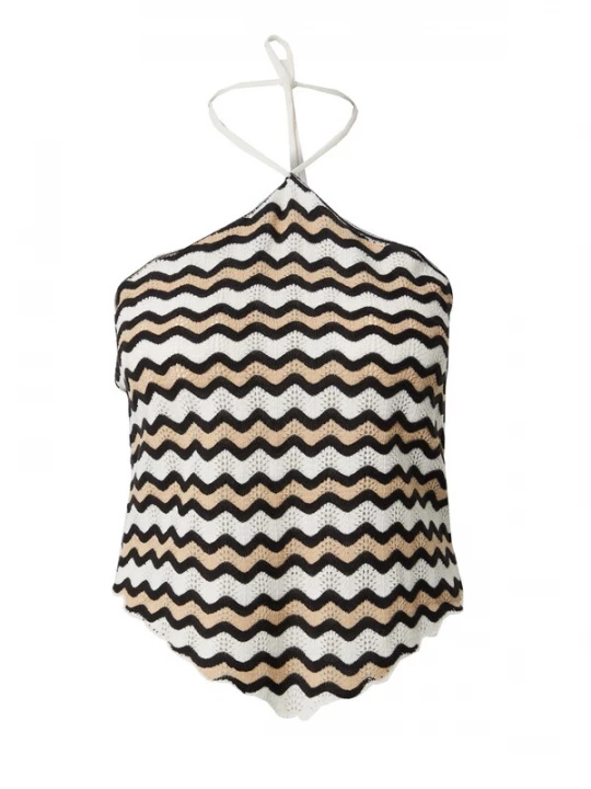 Foto van product Noisy May Curve Gebreide top 'NMSADIE' camel / zwart / wit