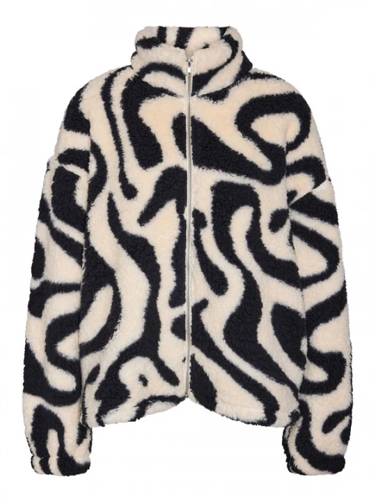 Foto van product Noisy may Fleece jas zwart / offwhite