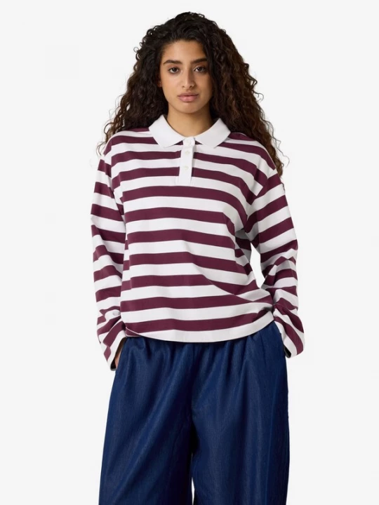 Foto van product Noisy may Shirt 'NMDollie' wijnrood / wit