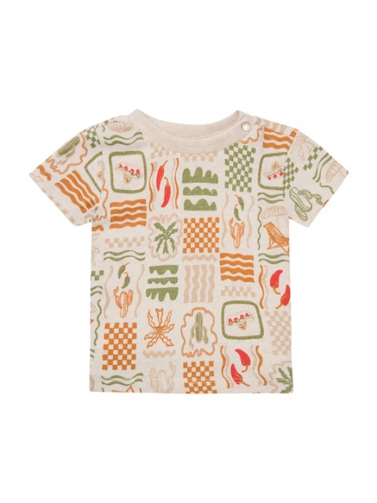 Foto van product Noppies Shirt 'Okazaki' ecru / spar / donkeroranje / lichtrood
