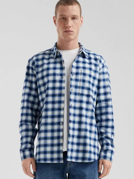 Foto van product Normale pasvorm: Geruit flanellen overhemd QS blauw