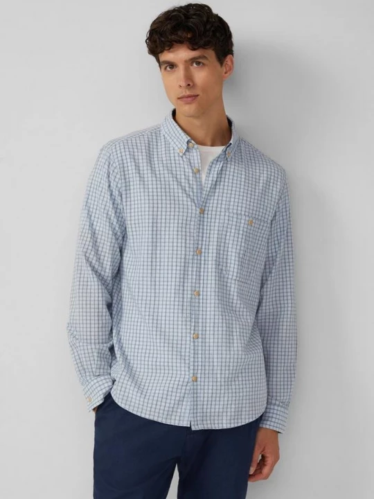 Foto van product Normale pasvorm: Geruit katoenen overhemd met structuur en button-down kraag s.Oliver blauw