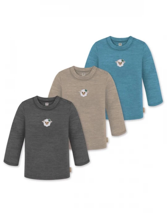 Foto van product normani Shirt 'Taupo' donkerbeige / cyaan blauw / donkergroen