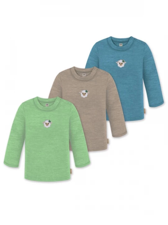 Foto van product normani Shirt 'Taupo' donkerbeige / cyaan blauw / lichtgroen / wit