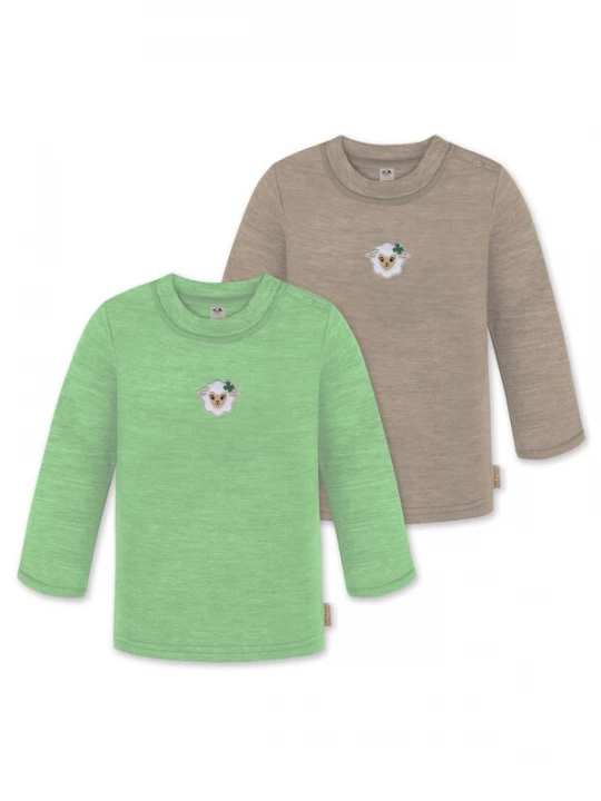 Foto van product normani Shirt 'Taupo' donkerbeige / smaragd / lichtgroen / wit