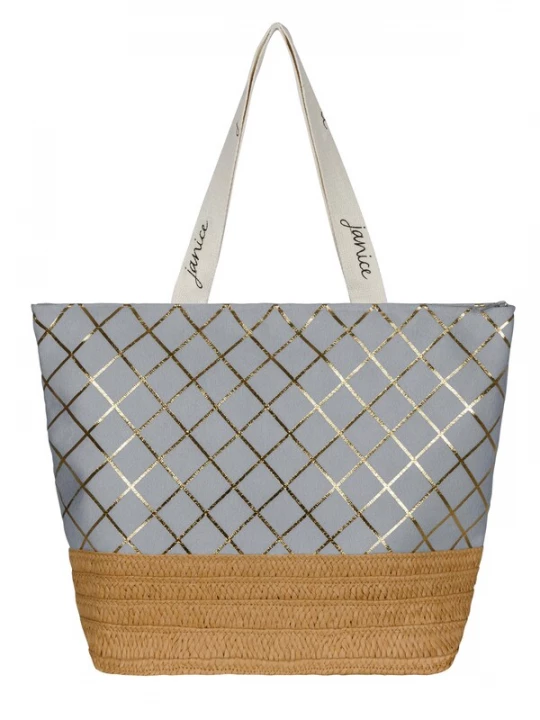 Foto van product normani Strandtas 'Kuredu' beige / goud / grijs