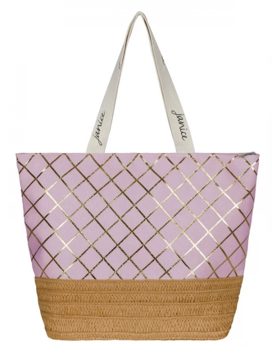 Foto van product normani Strandtas 'Kuredu' beige / goud / rosa