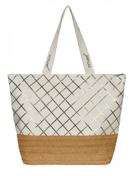 Foto van product normani Strandtas 'Kuredu' lichtbeige / goud / wit