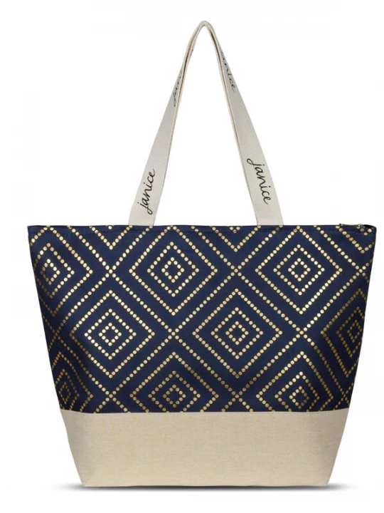 Foto van product normani Strandtas 'Nika' beige / donkerblauw / goud