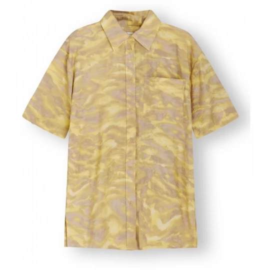 Foto van product NORR Blouse 'Alyssa' donkerbeige / pasteelgeel / lichtgeel / pastellila