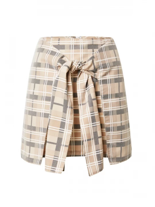 Foto van product NU-IN Rok 'Tie Front' beige / bruin / lichtbruin
