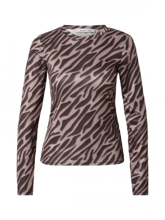Foto van product NU-IN Shirt beige / chocoladebruin