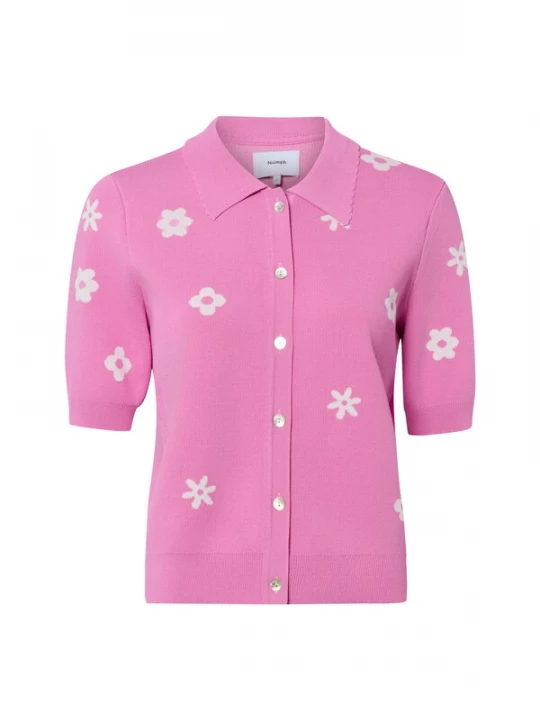 Foto van product NÜMPH Gebreid vest 'Margitta' lichtroze / wit