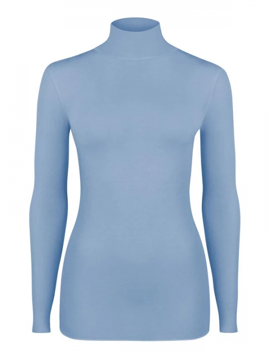 Foto van product Nur Die Shirt ' NUR DIE X KILIAN KERNER Damen Longsleve Highneck mit Kaschmir - grau - Größe 36-38 ' lichtblauw / lavendel