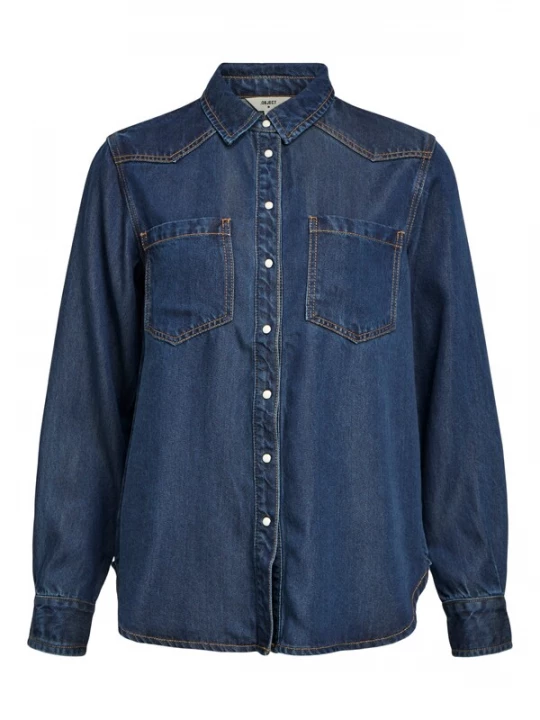 Foto van product OBJECT Blouse 'Frame' blauw denim