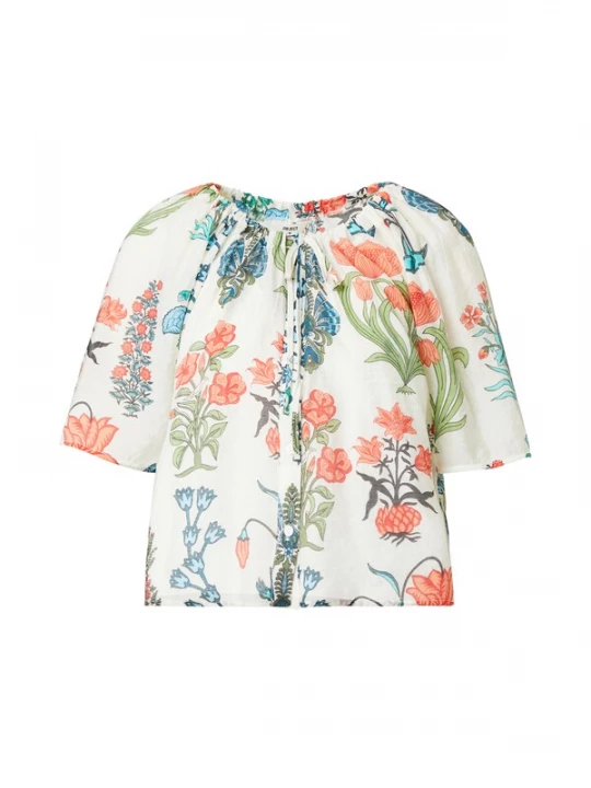 Foto van product OBJECT Blouse 'HELGA' crème / blauw / groen / zalm roze