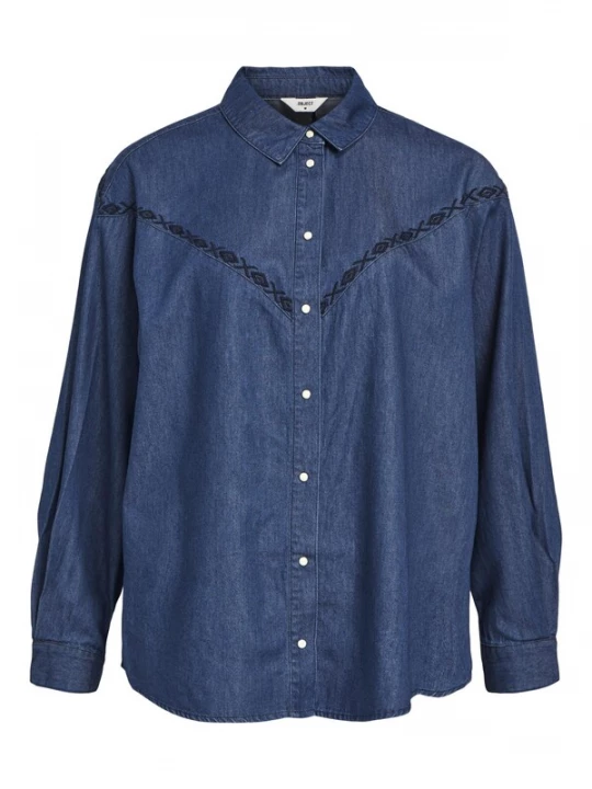 Foto van product OBJECT Blouse 'Joanna' blauw denim / zwart