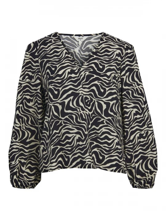 Foto van product OBJECT Blouse 'Leonora' zwart / wit