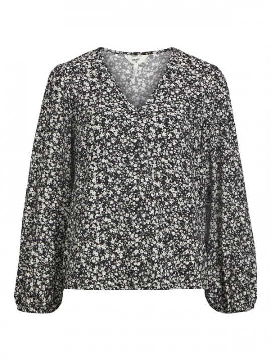 Foto van product OBJECT Blouse 'Leonora' zwart / wit