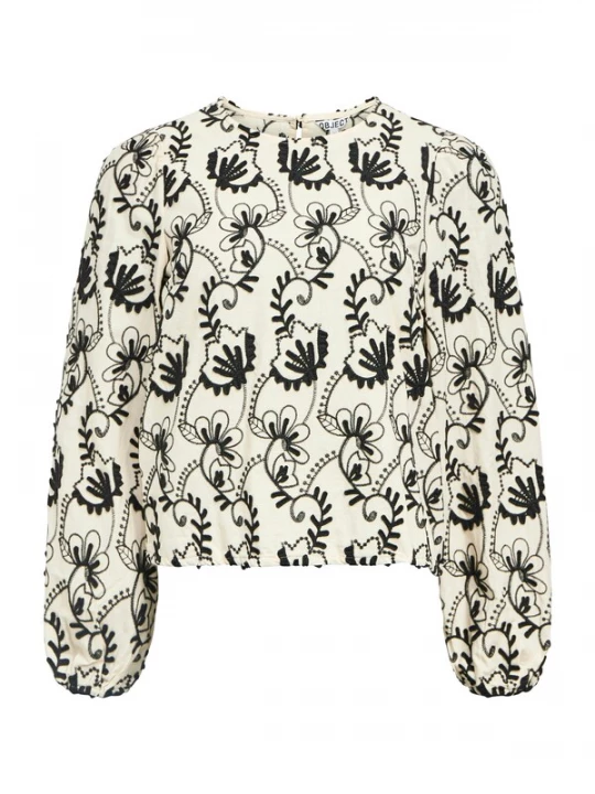Foto van product OBJECT Blouse 'OBJMya' crème / zwart