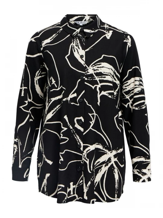 Foto van product OBJECT Blouse 'OBJSANNE' ecru / zwart