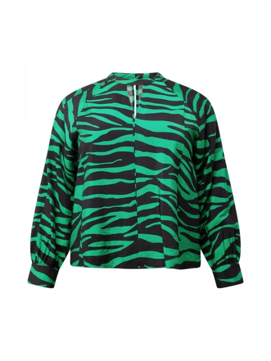 Foto van product Object Curve Blouse 'OBJCIRA' donkergroen / zwart
