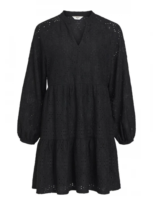 Foto van product OBJECT Jurk 'Broderie Anglaise' zwart