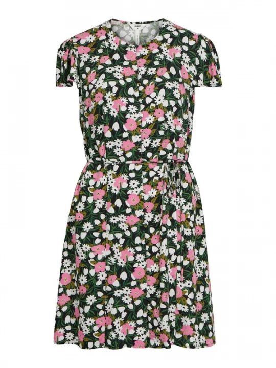 Foto van product OBJECT Jurk 'HIROMI' olijfgroen / rosa / zwart / wit