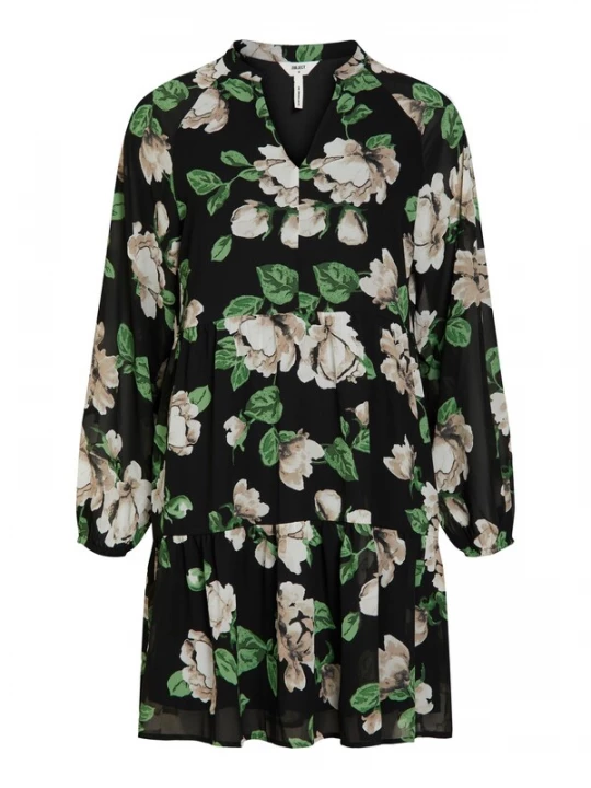 Foto van product OBJECT Jurk 'MILA GIA' beige / greige / lichtgroen / zwart