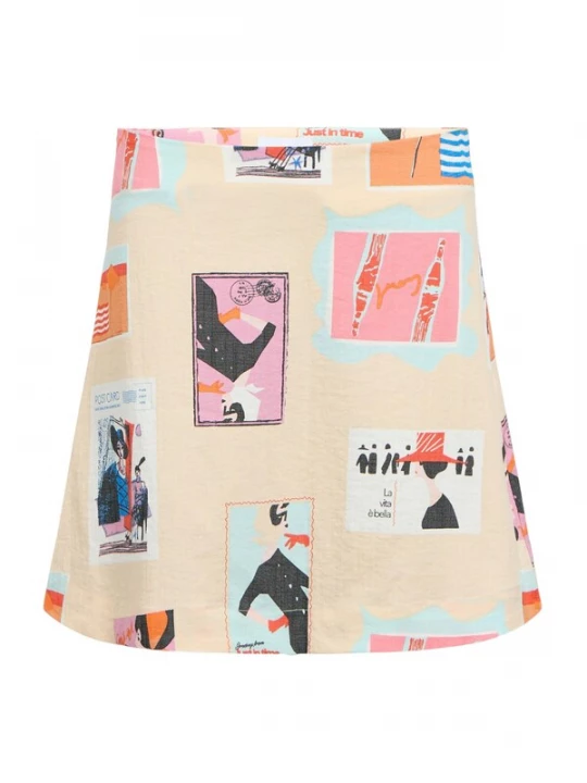 Foto van product OBJECT Rok 'OBJTracy' crème / lila / rosa / zwart
