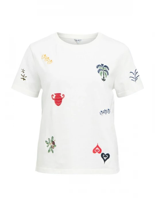 Foto van product OBJECT Shirt 'OBJLUNAI' donkerblauw / groen / vuurrood / wit