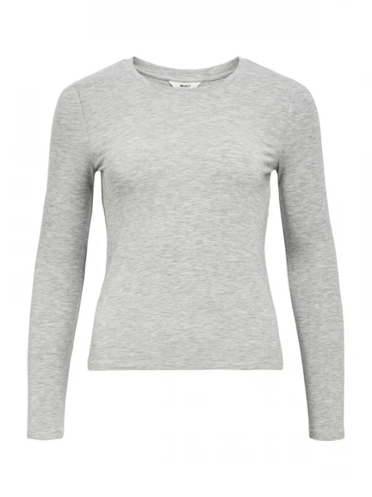 Foto van product OBJECT Shirt 'OBJZOFIA SLI' grijs gemêleerd