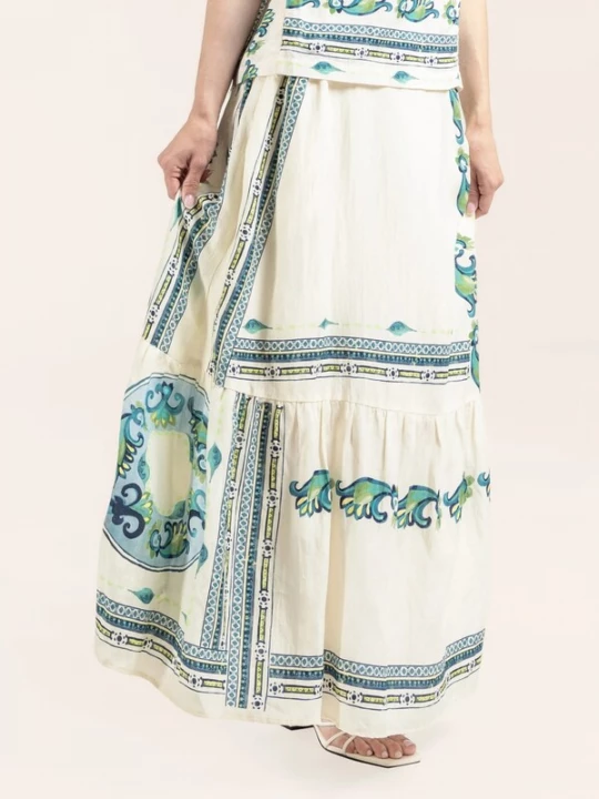 Foto van product Odd Molly Rok 'The Plate' lichtbeige / blauw / turquoise