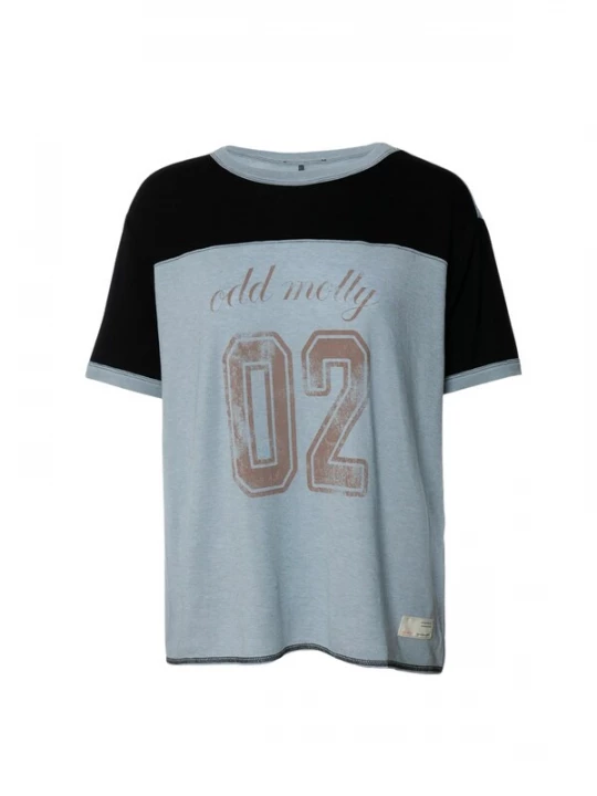 Foto van product Odd Molly Shirt 'Gamze' lichtblauw / lichtbruin / zwart