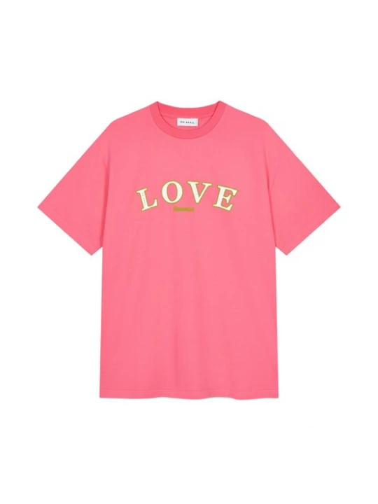 Foto van product OH APRIL Shirt 'Love' citroengeel / donkerroze